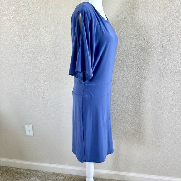 Last Tango Dress Dusty Blue Size Medium Knee Length Career Bodycon Open Sleeves - Picture 7 of 14
